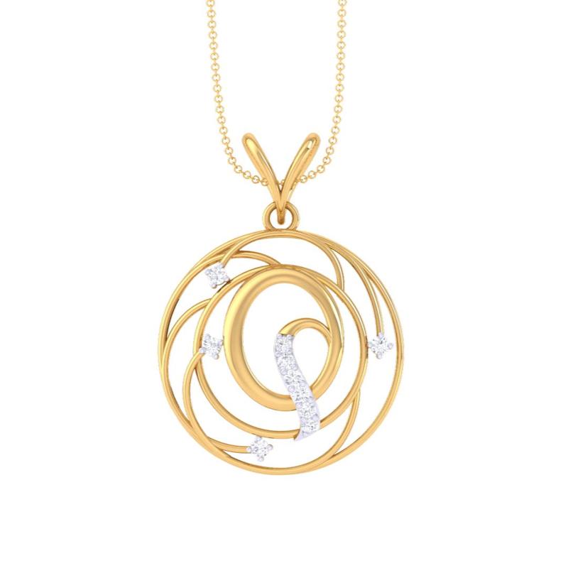 3D Printable Cad jewelry design of Lady diamond Pendant Letter model