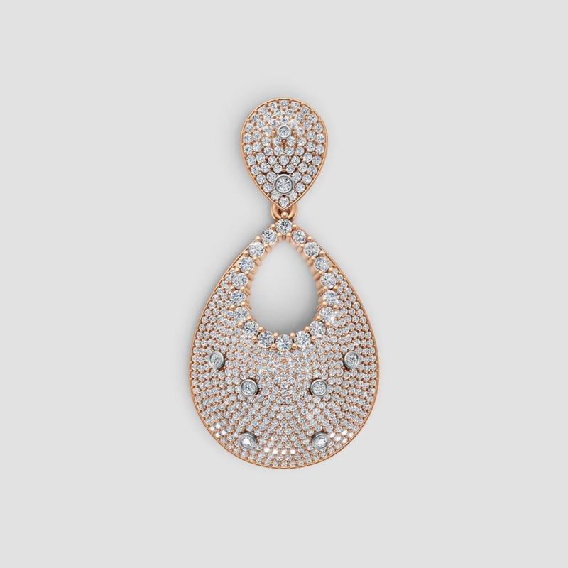 3D Cad jewelry design of Lady diamond Necklace with Gem stone