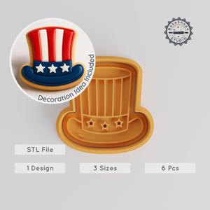 Hat Shape Cutter & Stamp Set, Perfect for Cookies & Fondant, 6 Pieces, Fashion Cap, Baseball & Cowboy Design