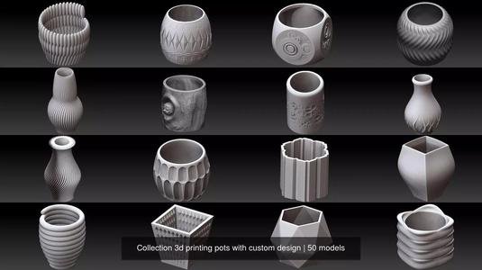 Collection 3d printing pots with custom design