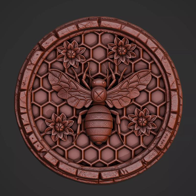 Bee and Honeycomb Relief for CNC and 3D Printing