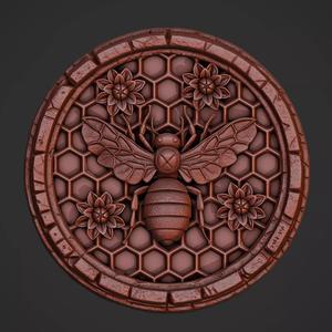 Bee and Honeycomb Relief for CNC and 3D Printing