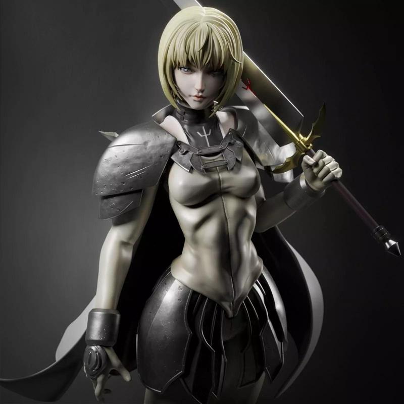 Clare 3D Print statue of woman holding sword