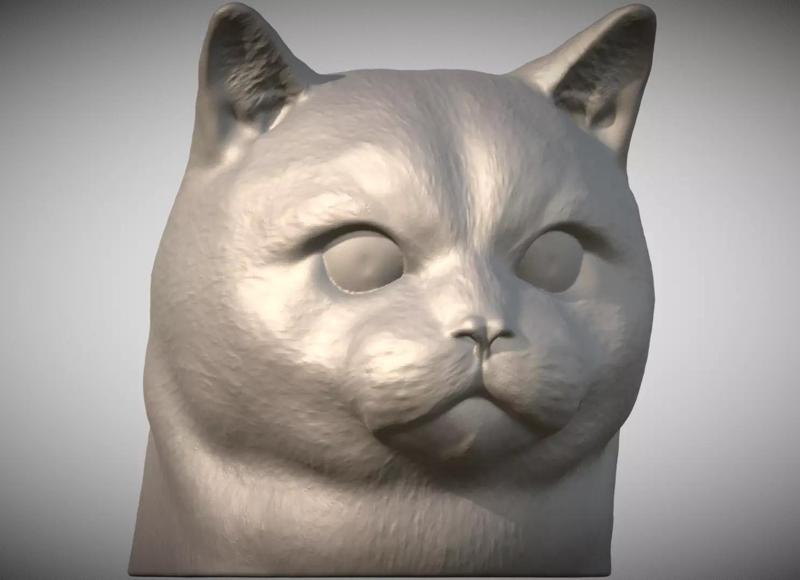 British Shorthair cat head for 3D printing