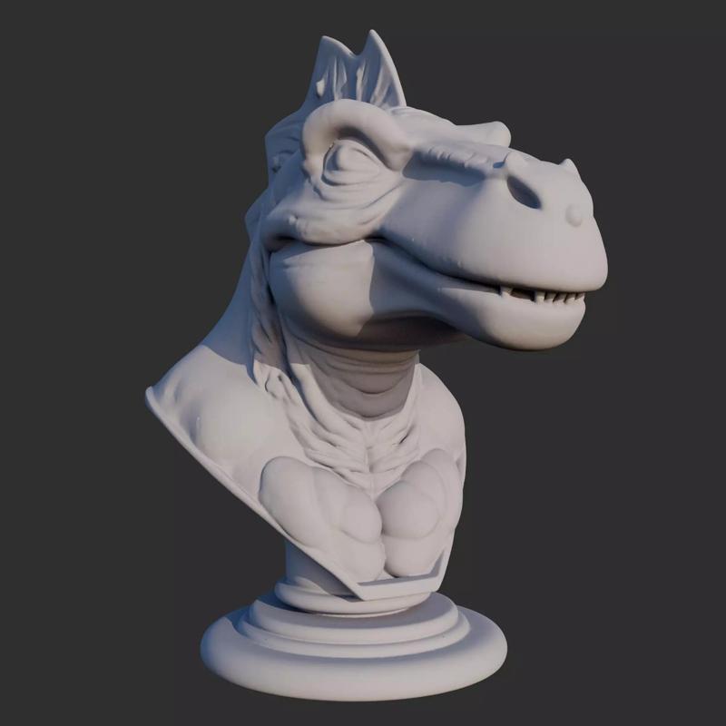 Dimetrodon Bust 3D STL Printable - Bust 3D Model STL