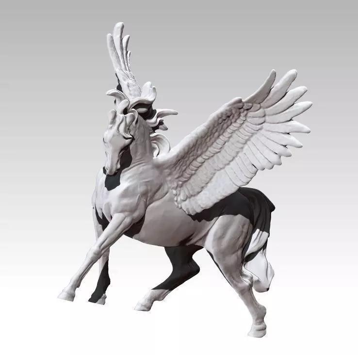Detailed King Pegasus Flying Winged horse Magic Cartoon