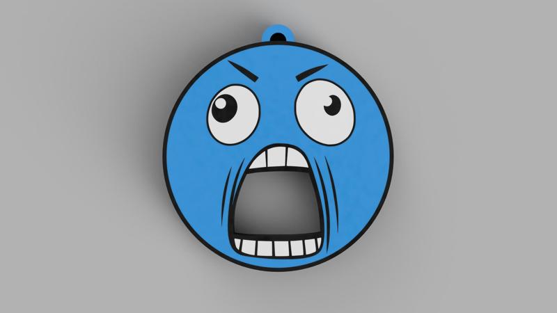 Blue Emoji - Crazy AAA - Keychain, Earring, Bagcharm