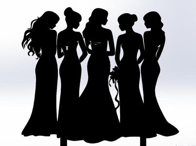 Bride and Her Girls Cake Topper – 3D Printable Fun Wedding Party Design