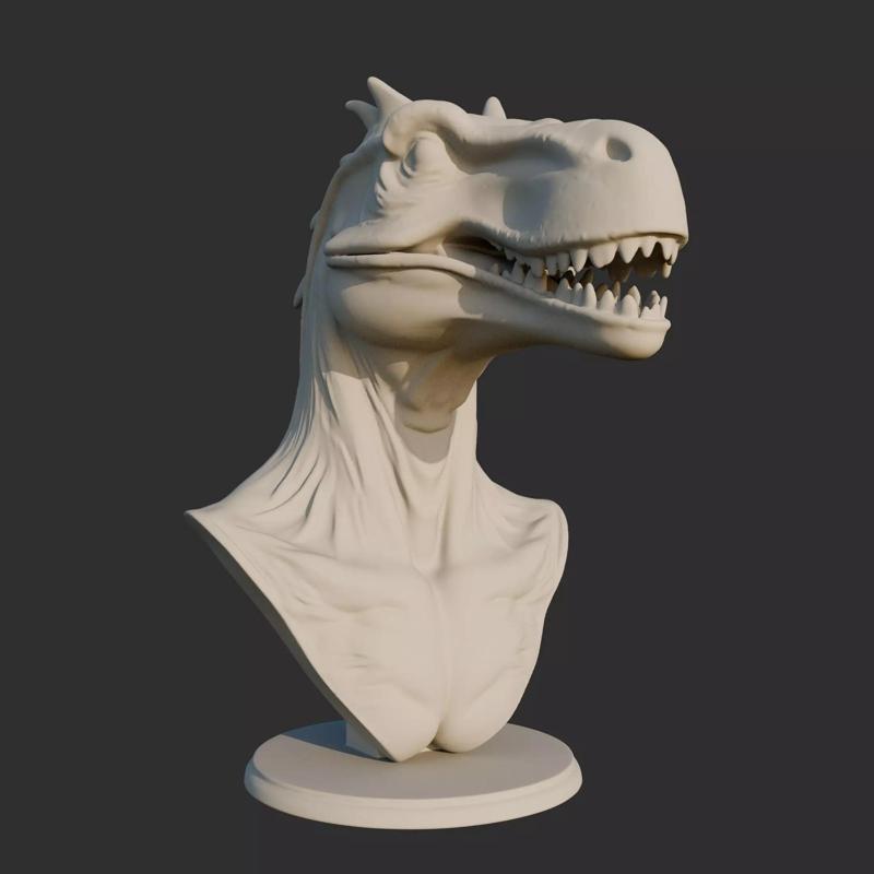Deinonychus Dinosaur Bust 3D STL Printable - Bust 3D Model STL