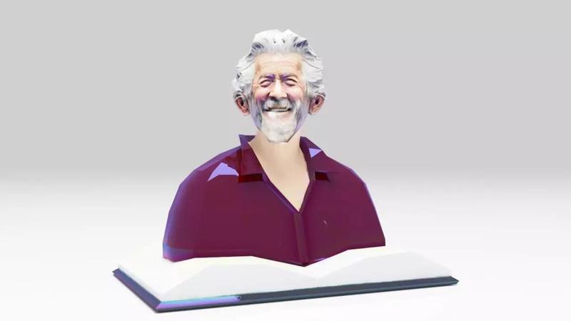 Grandpa reading book 3D illustration model Lowpolys STL