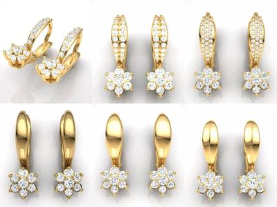 C3 The luxury female earring with gems 3D Model Collection