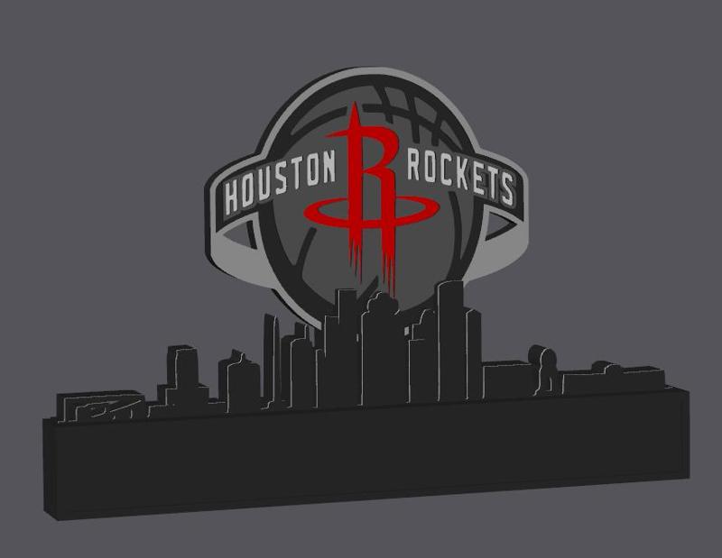 Houston Rockets with skyline of Houston! add own text!