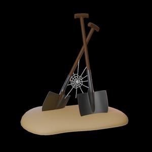 SHOVELS STUCK IN THE GROUND - HALLOWEEN SHOVELS