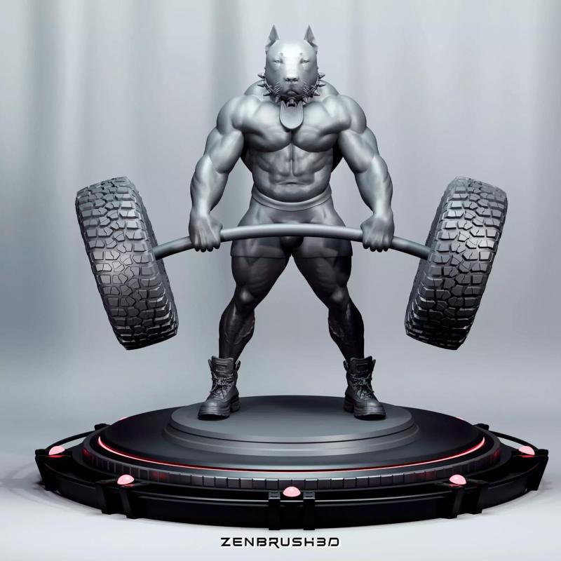 DOG gym - Pit bull  3D PRINTING MODEL STL
