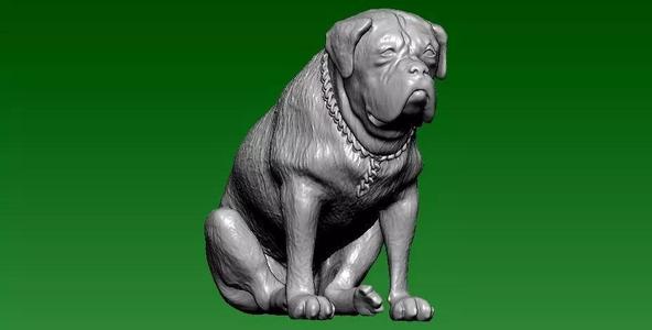 Fat dog carved statue - 3D printed