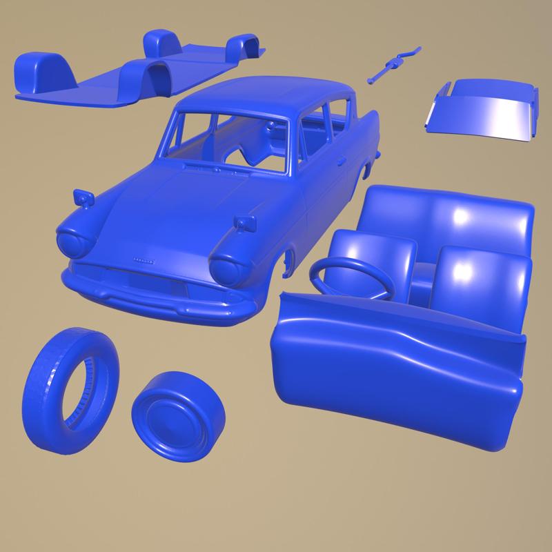 Ford Anglia Saloon 1967 Printable Car In Separate Parts