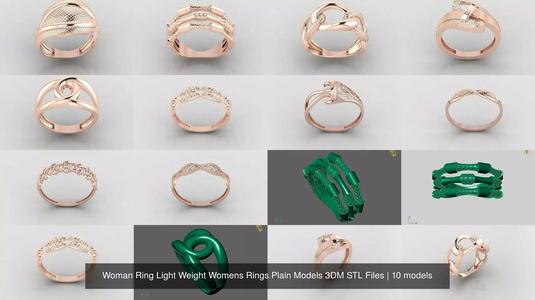 10 Models Woman Ring Womens Rings Plain Models 3DM STL Files 3D Model Collection