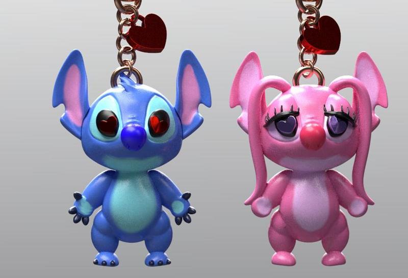 Stitch and Angel Keychain/Pendant