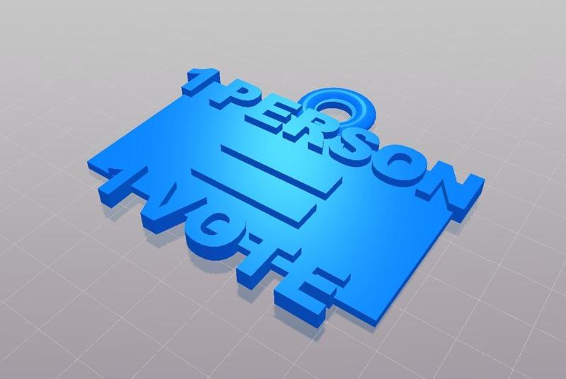 "1 PERSON = 1 VOTE" necklace charm with 1 ring