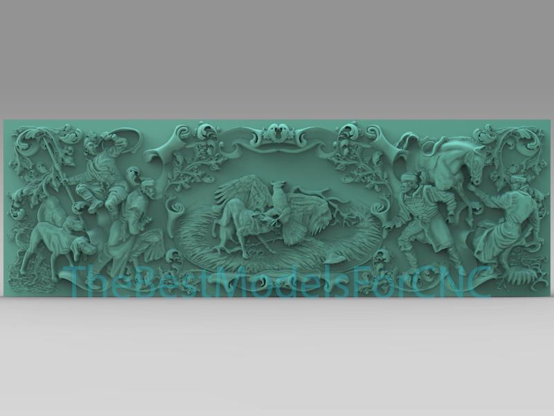 3D Model STL File for CNC Router Laser & 3D Printer Hunters With Fox and Eagle