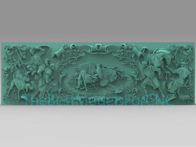 3D Model STL File for CNC Router Laser & 3D Printer Hunters With Fox and Eagle