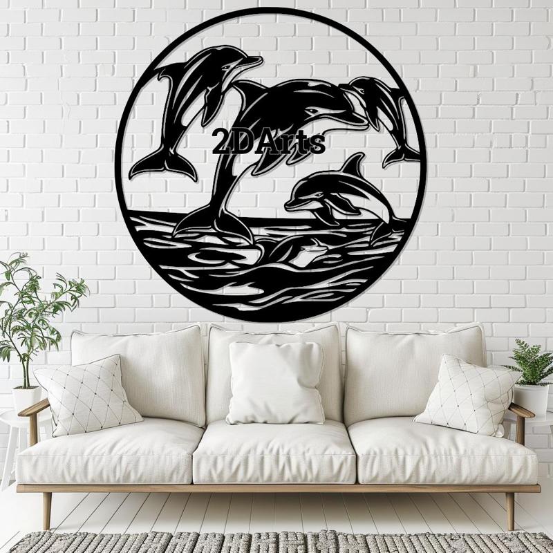Dolphins in Ocean 2D Wall Art/Window Art
