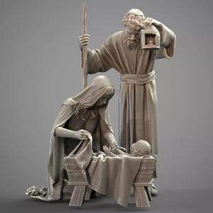 Nativity with Mary Baby Jesus and Joseph holding a lantern
