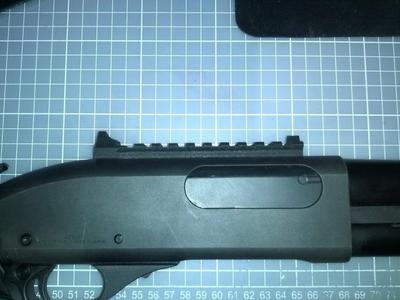 Reciever rail with fixed sights for Tokyo Marui M870 Tactical/Breacher airsoft shotgun