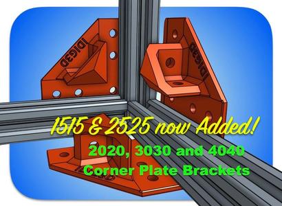 Extrusion Corner Plate Brackets for 1515, 2020, 2525, 3030, or 4040