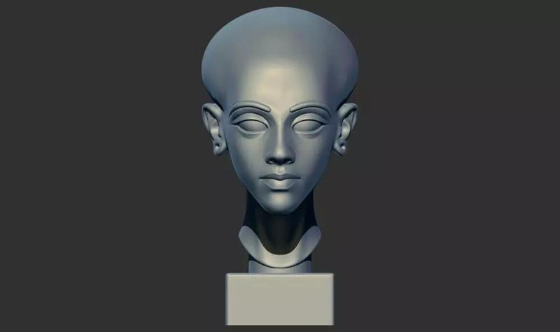 Pharaoh Princess head Tell el-Amarna restored 3d printable model