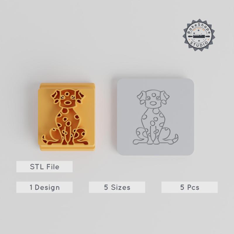 Dalmatian Stamp Tile Set, 5 Motif Sizes for Clay, Cookies & More, Animal Canine Design