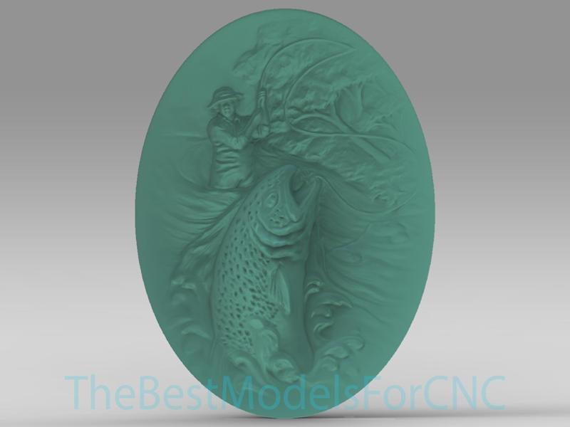 3D Model STL File for CNC Router Laser & 3D Printer Fisherman Fishing