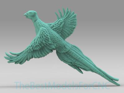 3D Model STL File for CNC Router Laser & 3D Printer Pheasant Flying