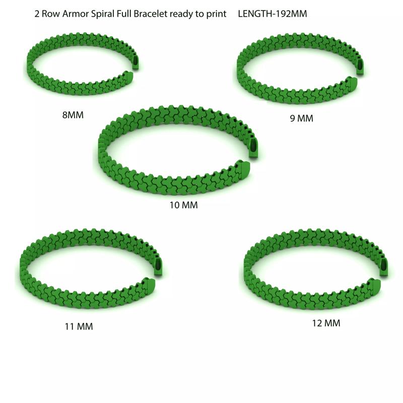 5 Size 2 Row Armor Spiral Full Bracelet ready to print 3D Model Collection