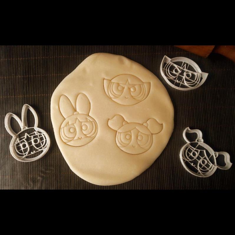 x3 Powerpuff girls - cookie cutter, dough Blossom, Bubbles, Buttercup
