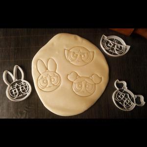x3 Powerpuff girls - cookie cutter, dough Blossom, Bubbles, Buttercup