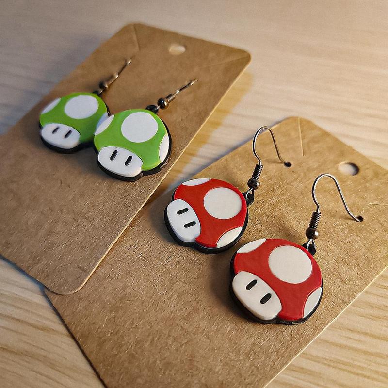 3D Mario Bros Mushroom Earrings - Fun & Unique Accessories