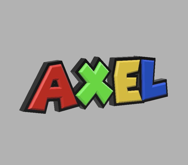 AXEL - 3D Super Mario Themed Custom Name Plate / Sign