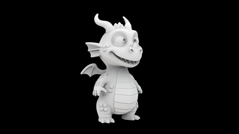 Cartoon Dragon Full Body 3D Print Model