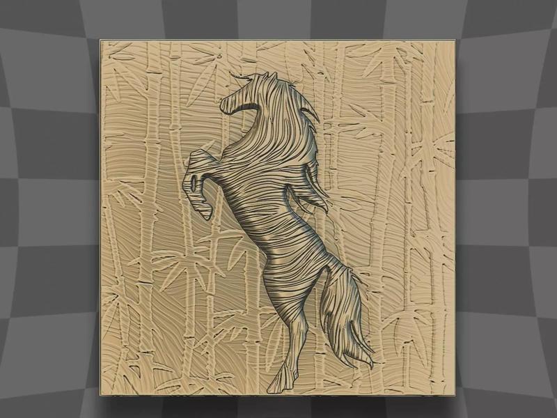 Horse in bamboo forest for CNC