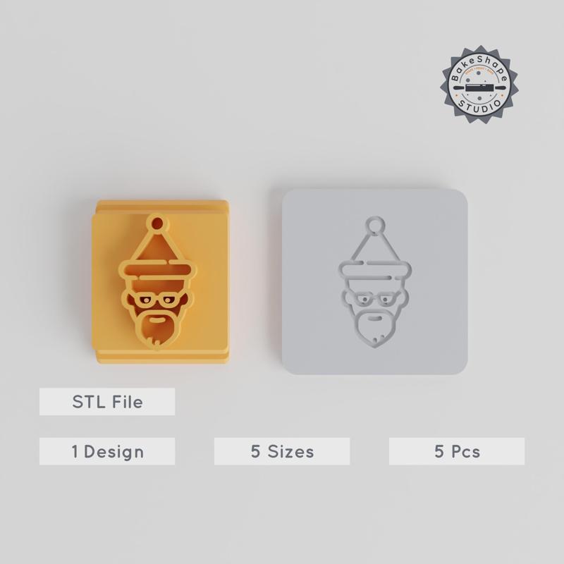 Santa Stamp Tile Set, 5 Sizes, Perfect for Clay, Cookies & Fondant, Christmas Baking & Crafting Tool PRODUCT_3897