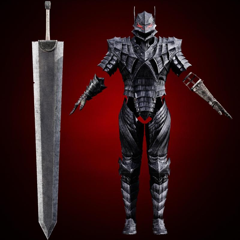 ULTIMATE BERSERK ARMOR GUTS PACK full armor with helmet cannon arm dragonslayer behelit and figure life size cosplay - Berserk Fan Art
