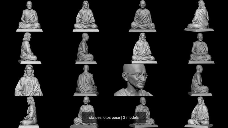 statues lotos pose 3D Model Collection