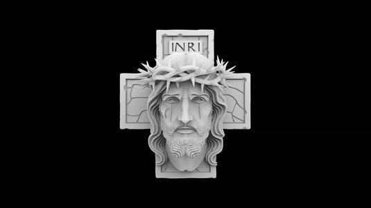 Jesus Crown of Thorns Relief in Cross Frame