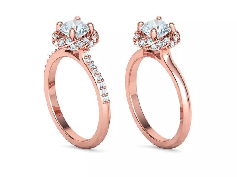 Isabella Halo Engagement Ring 1ct Stone Two versions  3D Model Collection