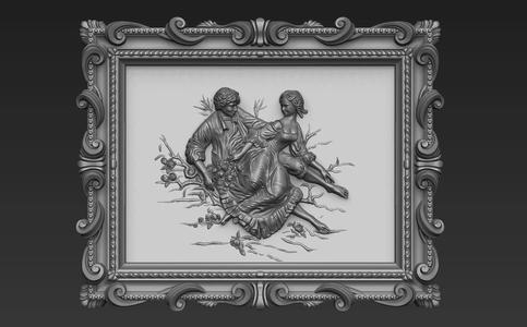 AMOUR couple in ornate frame
