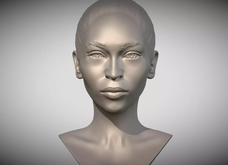 Attractive afroamerican woman bust 3D printing ready 4