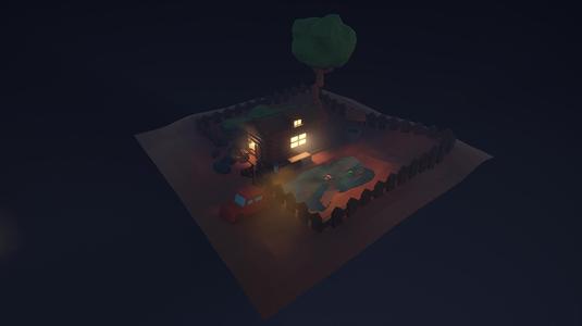 Field, cottage and pond Art Toy decoration