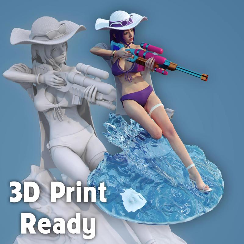 Caitlyn Pool Party - Fanart 3D Print redy