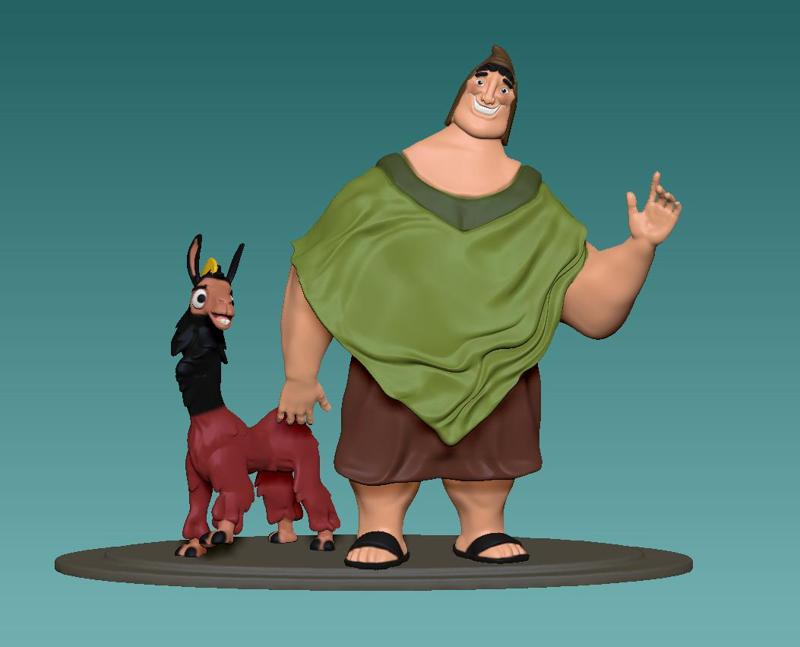 kuzco llama and pacha from emperor's new groove cartoon movie